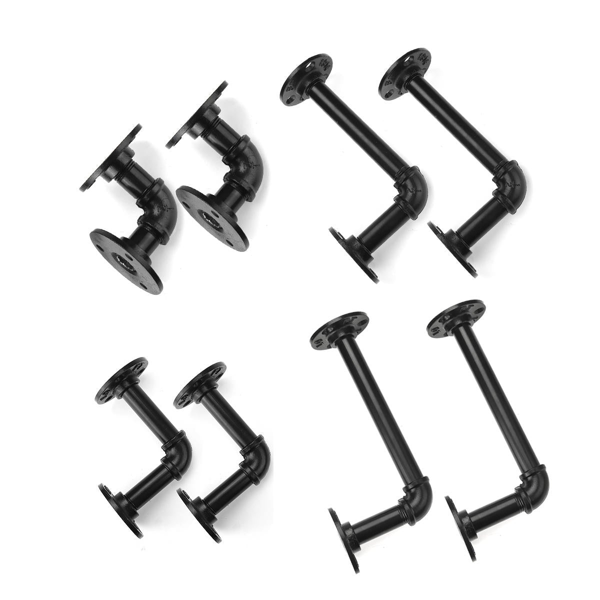 1 Pair of 70/130/180/210mm Steel Pipe Shelf Bracket Holder DIY Pipe Shelf Brackets