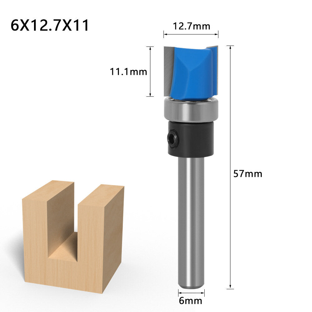 1/4inch/6mm Shank Flush Trim Router Bit Pattern Bit Top Bottom Bearing Blade Template Wood Milling Cutter Carpenter