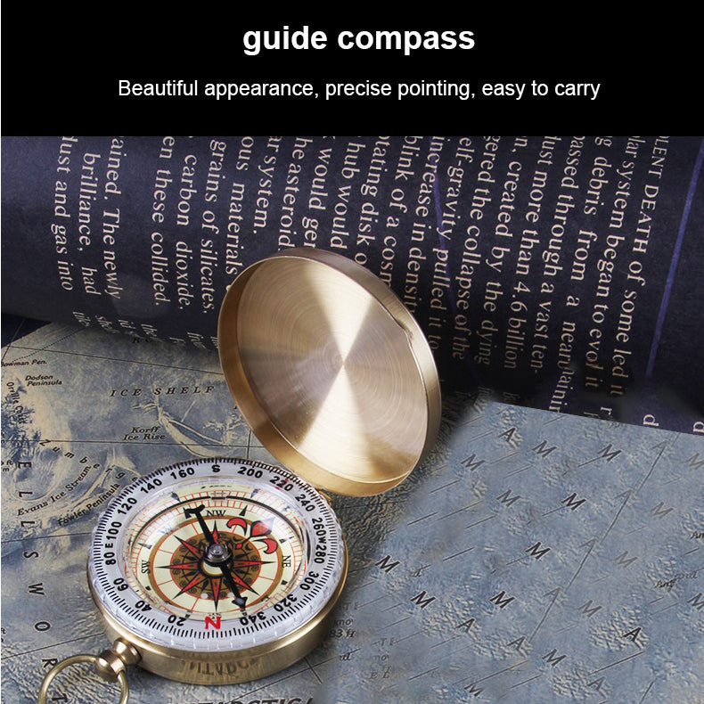 High Quality Camping Hiking Pocket Brass Golden Compass Portable Compass Navigation for Outdoor Activities