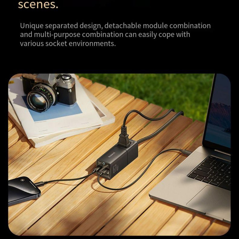 67W GaN 4-Port USB PD Charger, Fast Charging Station for iPhone, Hui, Xiaomi, Samsung