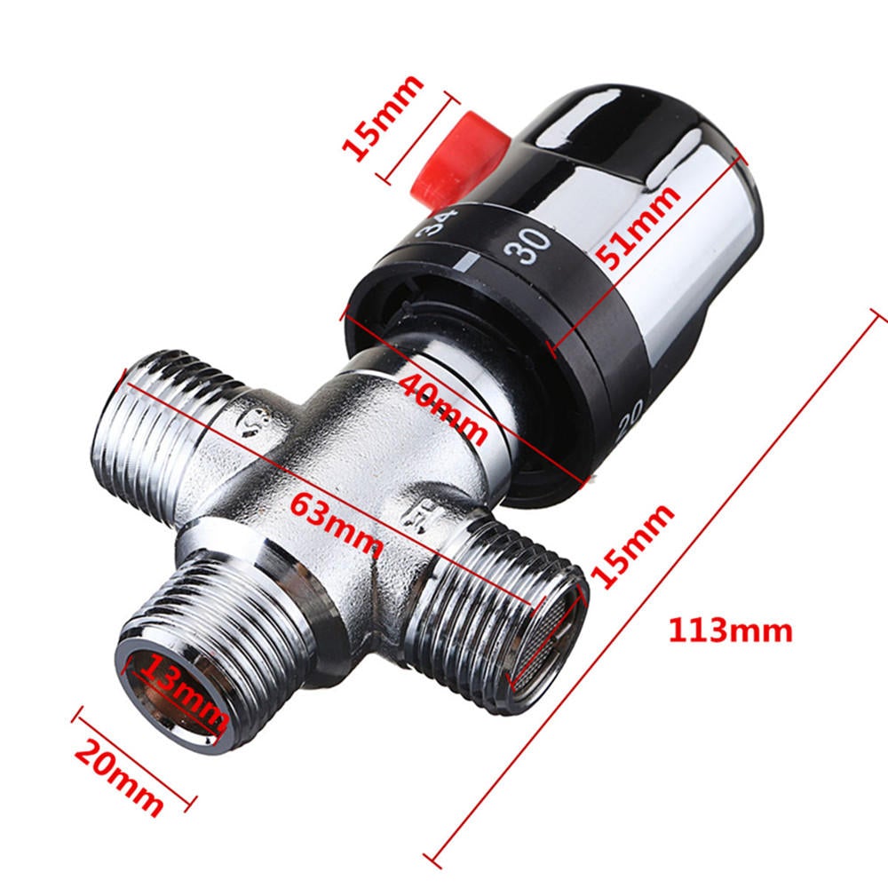22mm Hot Cold Water Thermostatic Mixing Valve 3 Way Adjust Temperature Control Valve