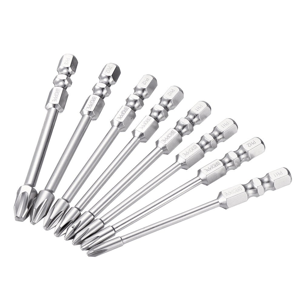 10Pcs 75mm Length Impact Phillips Screwdriver Bit High Torque Cross Screwdriver Bit S2 Strong Magnetic Screwdriver Bit