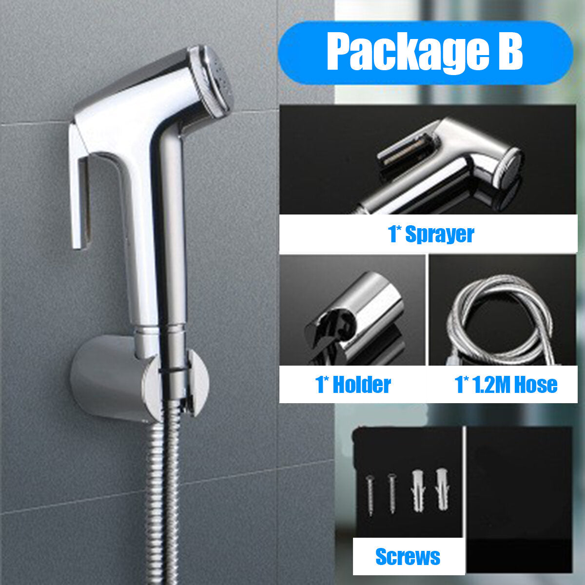 ABS Hand Held Bidet Spray Toilet Attachment Diaper Sprayer Hose Holder Bathroom