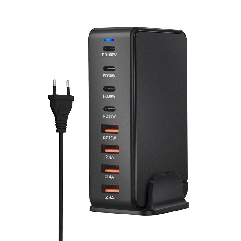 240W 8-Port GaN USB PD Charger, 4 USB-A + 4 USB-C, Fast Charging for iPhone, Hui, Samsung