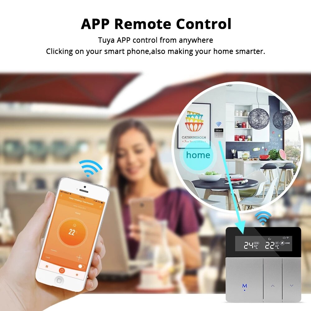 WiFi Thermostat for Electric Heater Water Radiant Floor Heating Alexa Google Home Enable Temperature Controlled