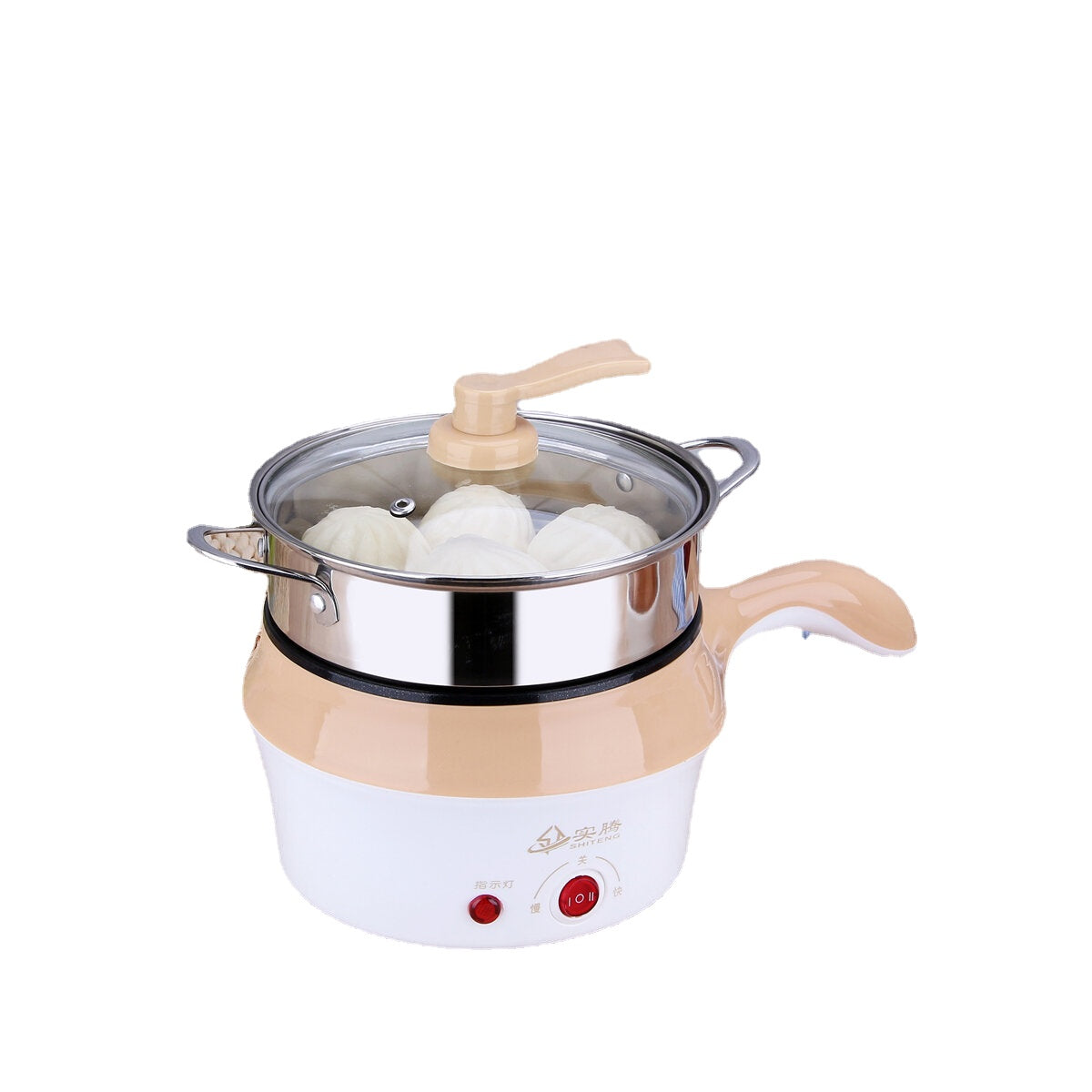 1.8L Double-Layer Stainless Steel Mini Electric Pot Pan Cooker Cooking Fry Stew