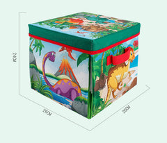 72x72cm Children Cartoon Play Mat+6 Dinosaur Toy Square Folding Box Camping Mat Kid Toddler Crawling Picnic Carpet