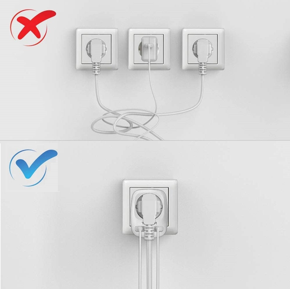 EU 3-in-1 4000W Wall Socket Extender with AC Outlet & 2 USB Ports, Overload Protection