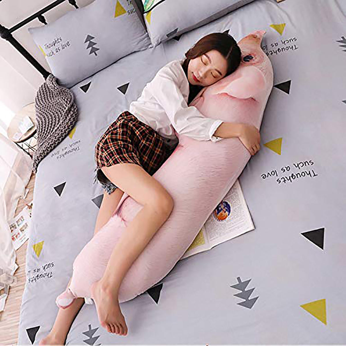 50/70/90CM Simulated Sleeping Pig Plush Pillow Doll Sofa Decor Cotton Kids Gifts