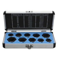 10pcs 9-19mm Broken Bolt Removal Kit Damaged Nut Bolt Remover Stud Extractor Set