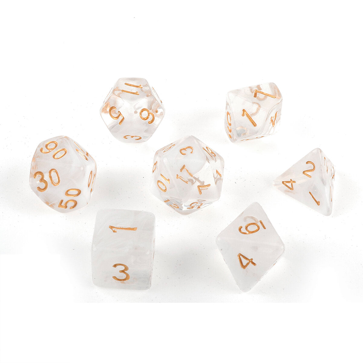 7Pcs Transparent Polyhedral Dices Multi-sided Dice