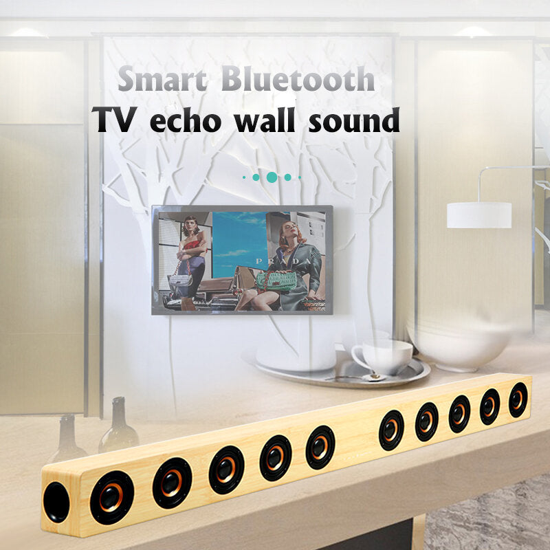 Wooden TV SoundBar 40W Bluetooth 5.0 U Disk TF Card Playing Speker 360Stereo Surround Subwoofer with 10 Playing Units