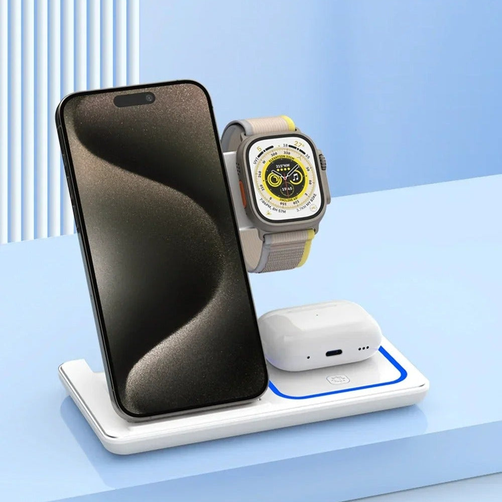 3-in-1 Fold-able Wireless Charger Stand for iPhone, iWatch, AirPods Pro