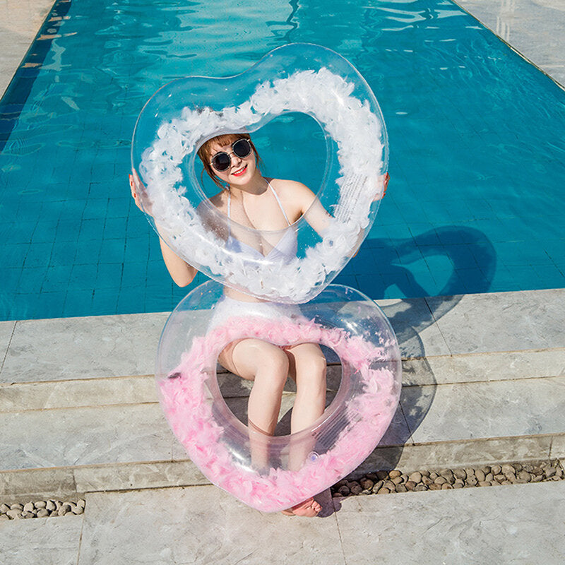 Feather Heart Swimming Ring Love Woman Inflatable Circle for Adult Pool Float Swimming Circle Summer Beach Inflatable Buoy