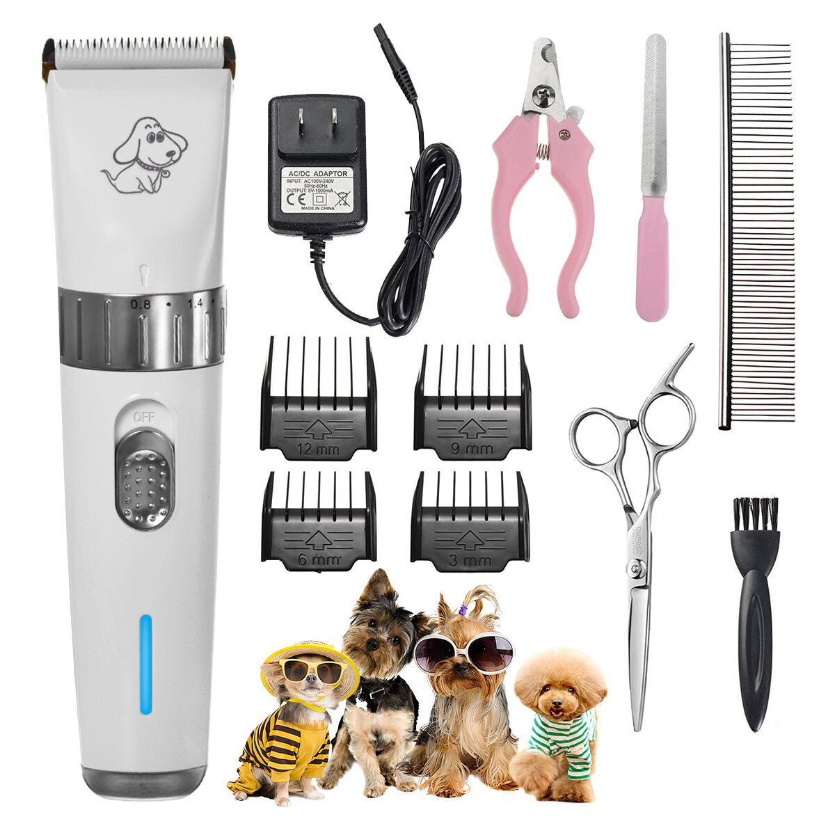 Pet Grooming Clippers, 2 level speed adjustable Rechargeable Cordless Dog Grooming Clippers Kit Low Noise Electric Hair Trimming Clippers Set Small Medium Large Dogs Cats Animals