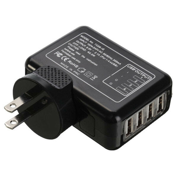 4 USB Port Multi-function AC 5.0V 2.1A Adapter US / EU / UK / AU Plug Wall Charger