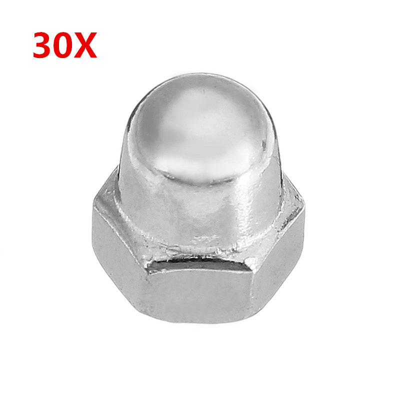 30Pcs M4 304 Stainless Steel Dome Head Cap Acorn Hex Nuts Thread Decor Cover Nuts