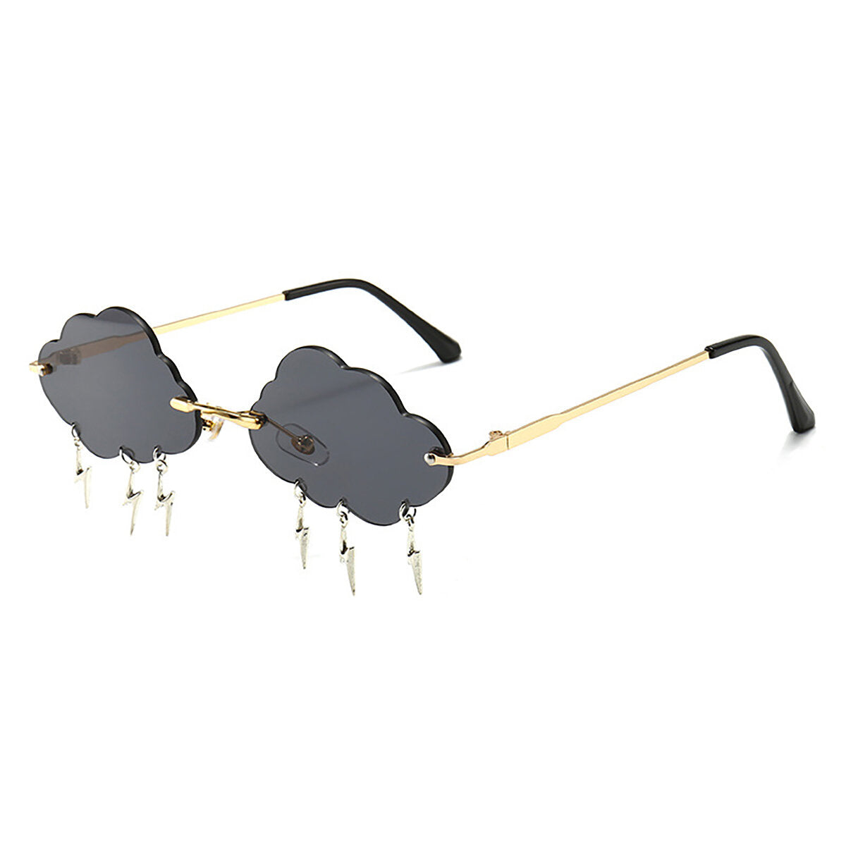 Women Metal Sunglasses Cloud Shape PC Lens Rimless Shades UV400 Accessory