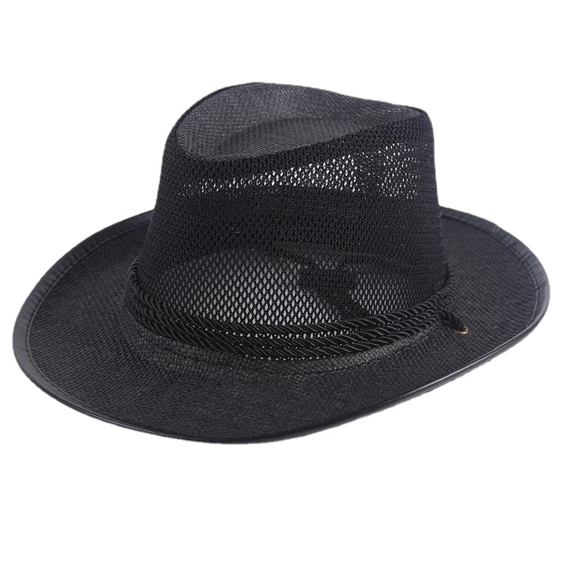 Outdoor straw hat men summer seaside beach hat western cowboy hat mens camping sun hat sunscreen sun hat