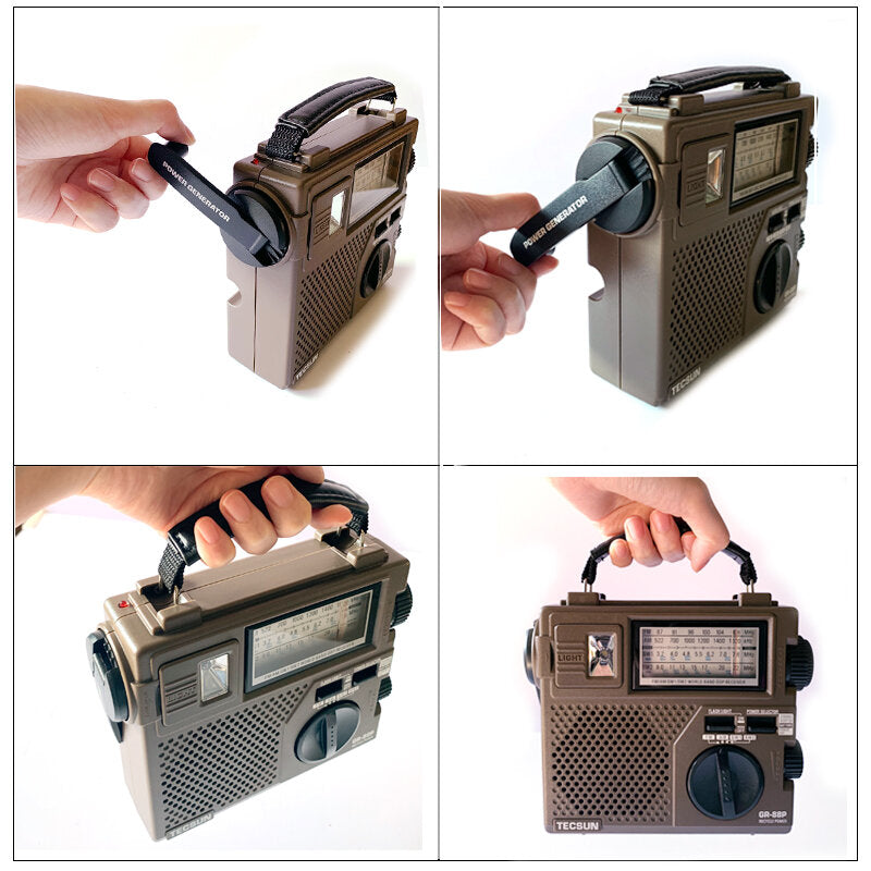 Digital Radio Receiver Emergency Light Dynamo With Built-In Speaker Manual Hand Power