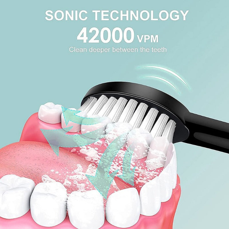 Adult Sonic Electric Toothbrush - 4 Heads, 60-Day Battery, 6 Modes, IPX7 Waterproof, Timer