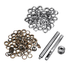 100pcs 6mm Brass Eyelets Silver Bronze Punch Tool Kit Leather Craft Clothes DIY Tools Kit