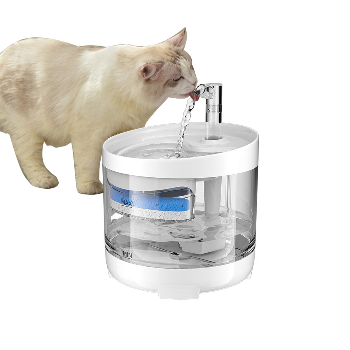 Cat Water Fountain Dog Dispenser 54oz 1.6L Autoxic Pet Drinking Transparent Upgraded Filter Adjustable Silent Pump Adapter