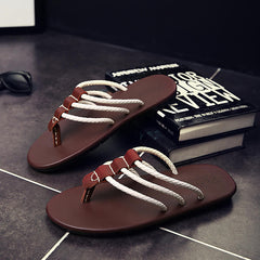 Men Genuine Leather Sandals Men The First Layer Of Leather Sandals Flip Flops Fashion Weaving Shoe