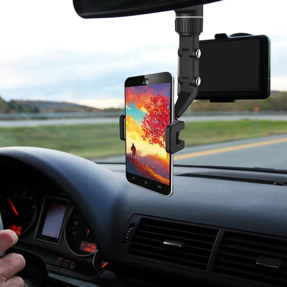 360° Rotating Car Phone Holder - Rearview Mirror Clip Bracket for Cell Phones