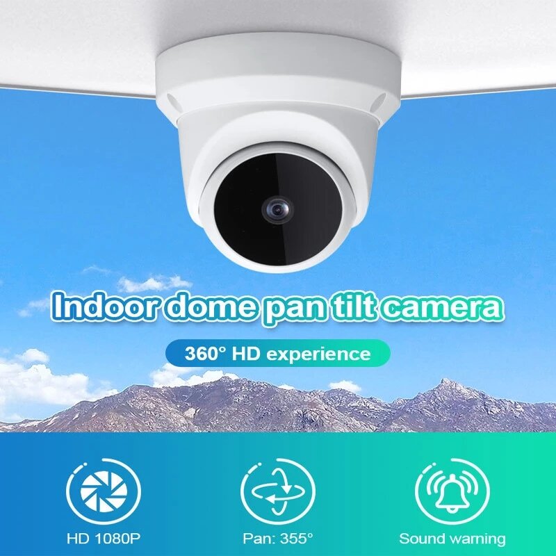 1080P ONVIF Cloud Dome IP Camera Wireless WiFi Auto Tracking Full Color Night Vision Two-way Intercom Surveillance CCTV