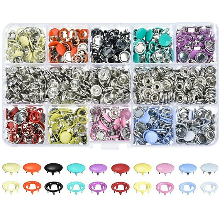 100/200 Sets DIY Press Studs Tools Kit Assorted Colors Snap Metal Sewing Buttons