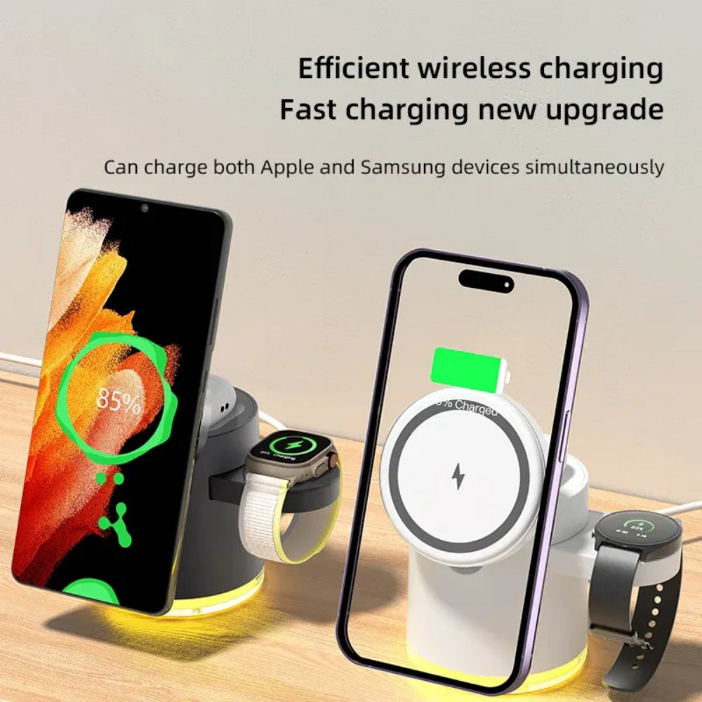 3-in-1 15W Wireless Charger & Night Light for iPhone 15/14/13, Mate60 Pro, Samsung Galaxy Z Flip4