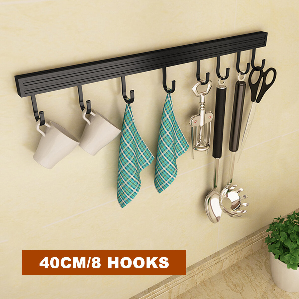 6/8/10 Hooks Wall-mounted Construction Hook Aluminum Wall Mounted Rack Coat Hat Cloth Hanger Umbrella Movable Hook