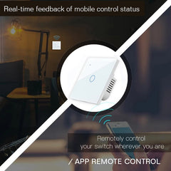 WiFi+RF433 Smart Light Touch Switch 1Gang EU Wireless Remote Control Works with Alexa Google Home