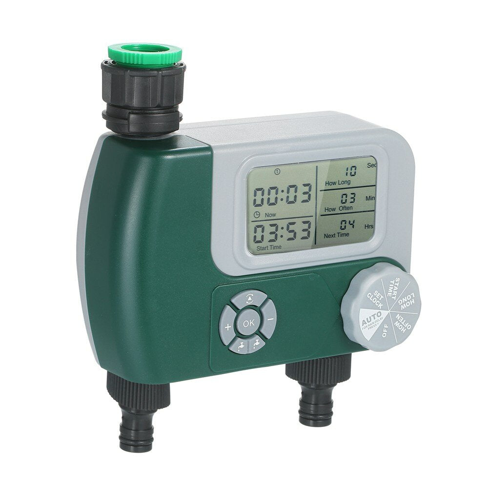 2 Outlets Programmable Hose Faucet Timer DIY Garden Irrigation Control Unit Electronic Digital LCD Irrigation Timer