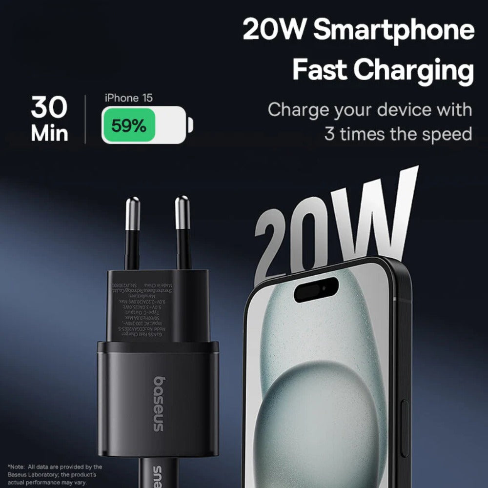 GaN5S 20W USB-C PD Charger, Fast Charging Adapter EU Plug for iPhone, Samsung, Hui