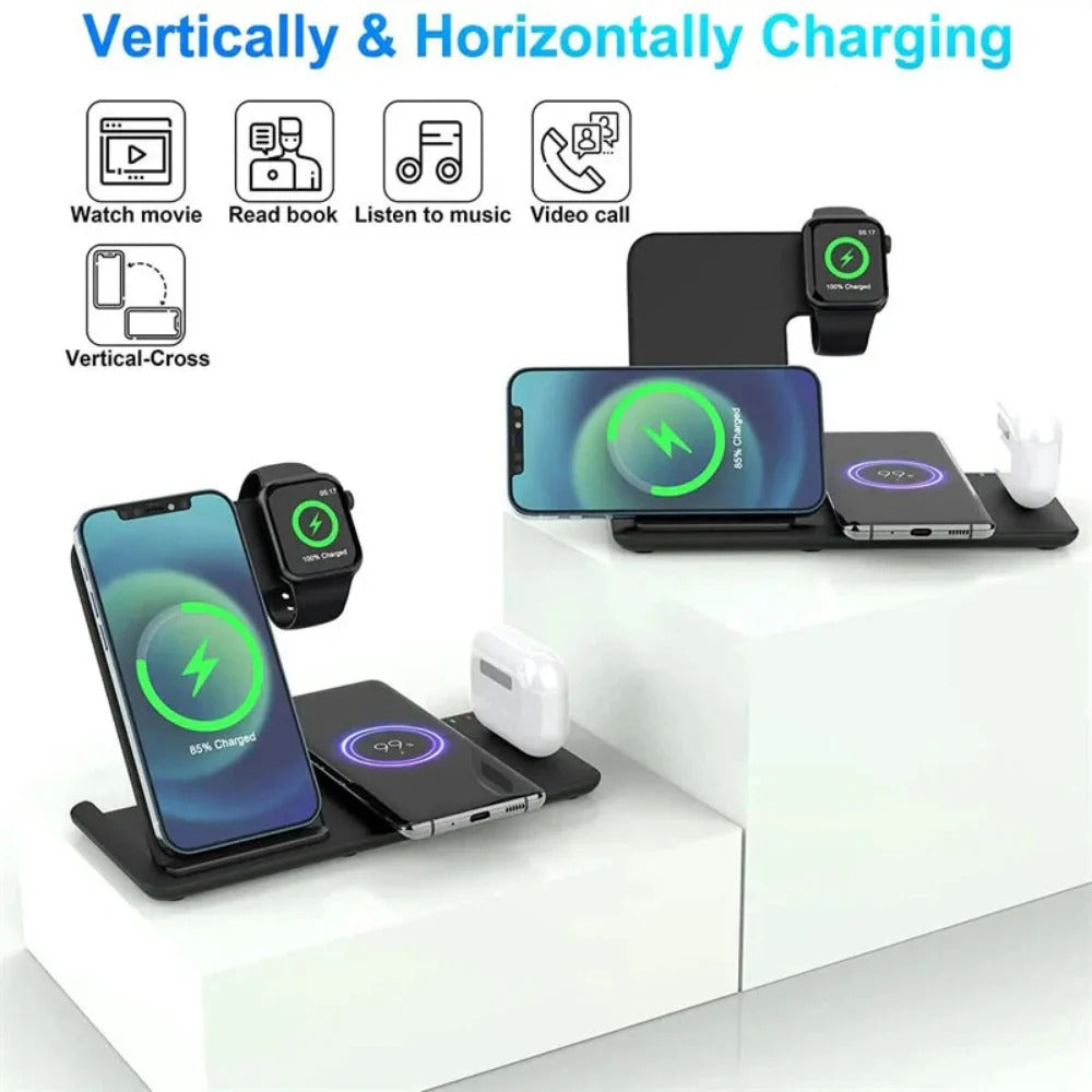 Fast Wireless Charger Dock for iPhone 15, Samsung, Hui, Earbuds, Smart Watch