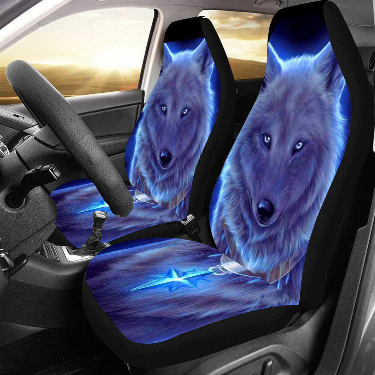 1/2/5 Seat Car Seat Cover Set Cushion Protector Cloth Universal Interior Accessories Automobile Seat Protector Wolf Style