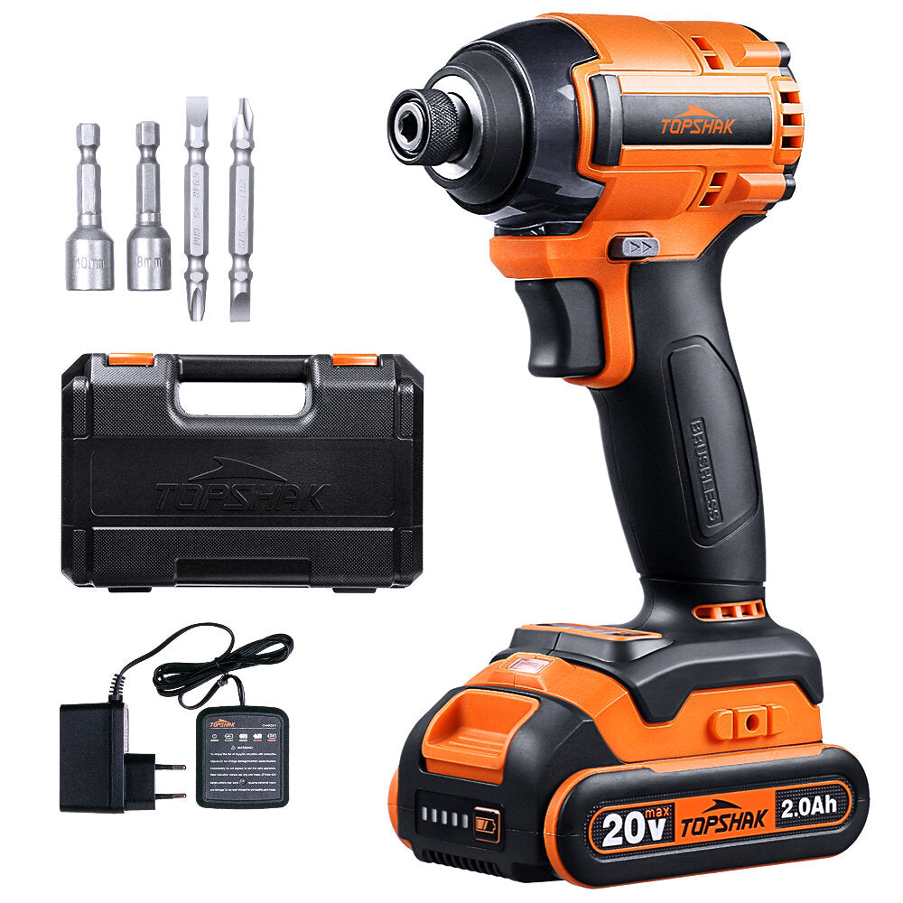 20V Electric Screwdriver Brushless Cordless Impact Driver LED Working Light Rechargeable Woodworking Maintenance Tool