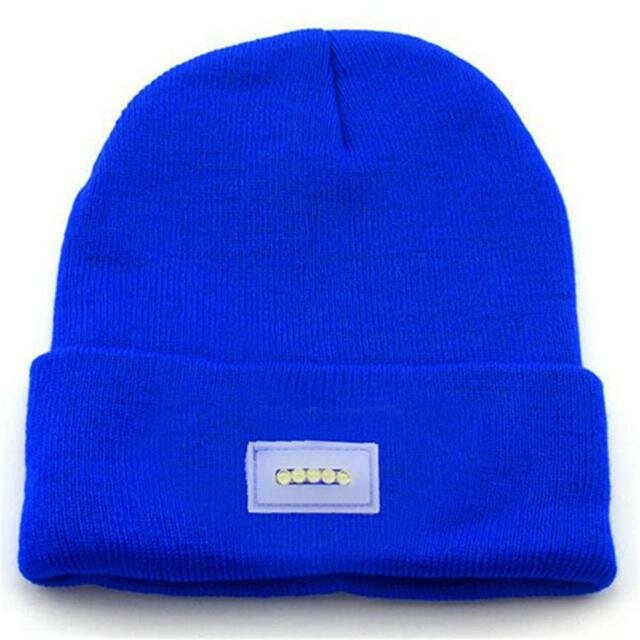 Warm Hat Multi-purpose Ultra Bright Winter Woolly Cap with 5 LED Flashlight Cycling Running Skating