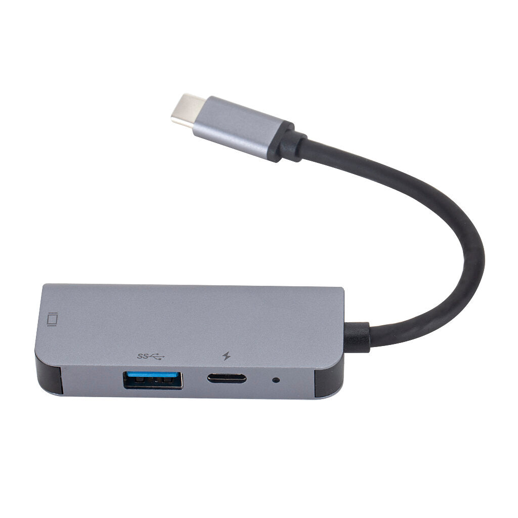 Portable 3 in 1 USB Type-C HUB Converter 4K HDMI 87W USB-C 5Gbps USB3.0 Adapter Grey