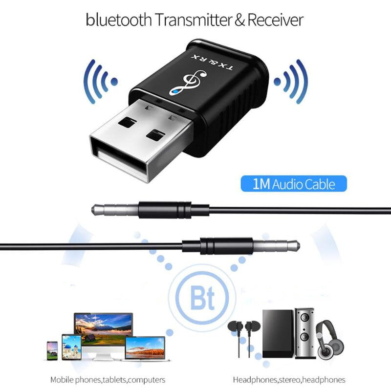 bluetooth 5.0 USB Receiver Transmitter Wireless Computers Audio Adapter Dongle for Headset/Speaker/Receiver CD Player