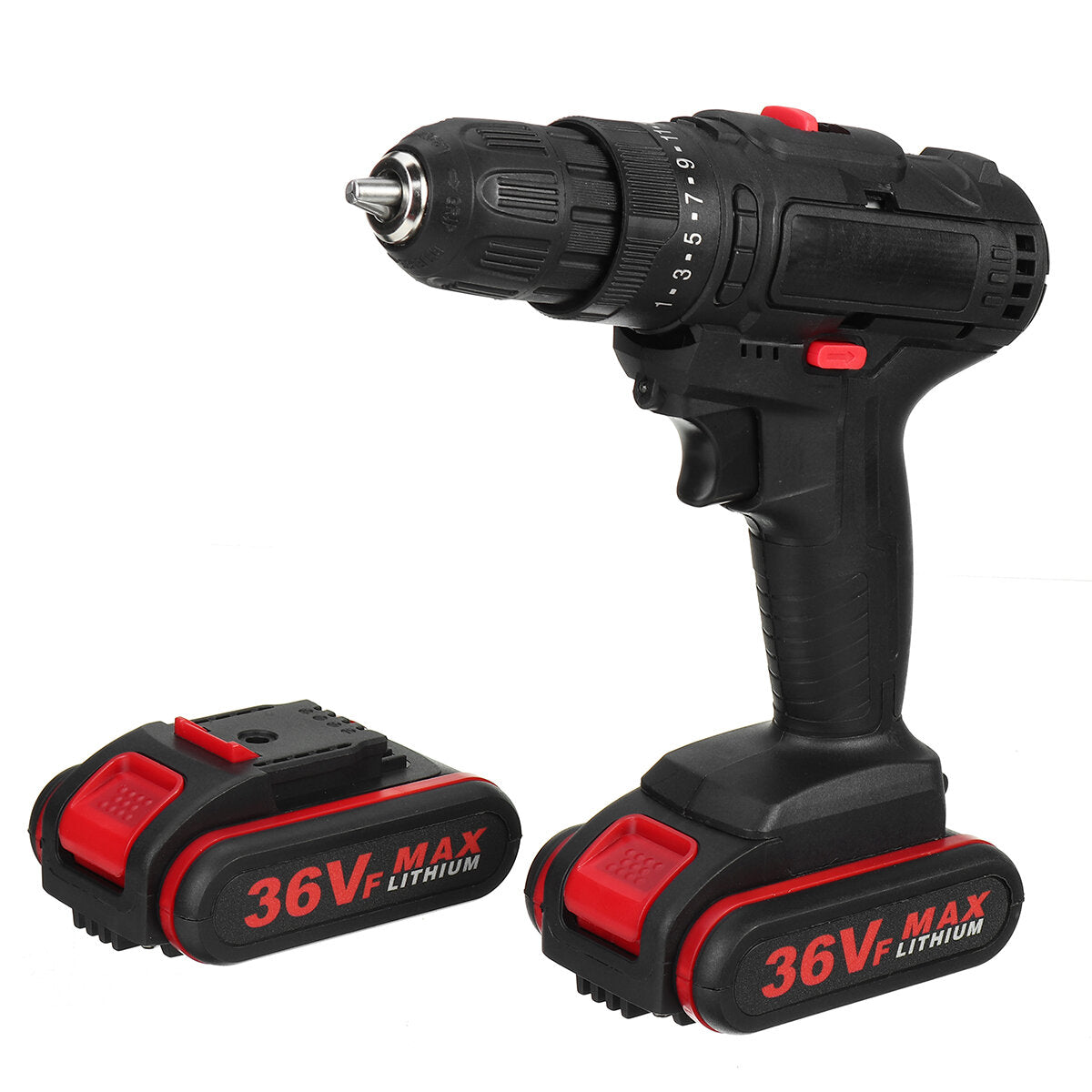 36V Cordless Electric Impact Hammer LED Light Drill Screwdriver With 2 Battery Household Power Tools