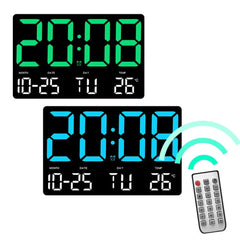 Large Digital LED Wall Clock: Remote Control, Adjustable Brightness, Temperature, Date, Week, 12/24H - Home/Office/Classroom