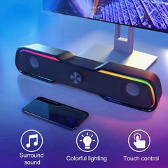 Wired Speaker SoundBar LED Light Stereo Bass Subwoofer Audio AUX Speaker Surround Sound Bar Box for Computer TV PC Laptop