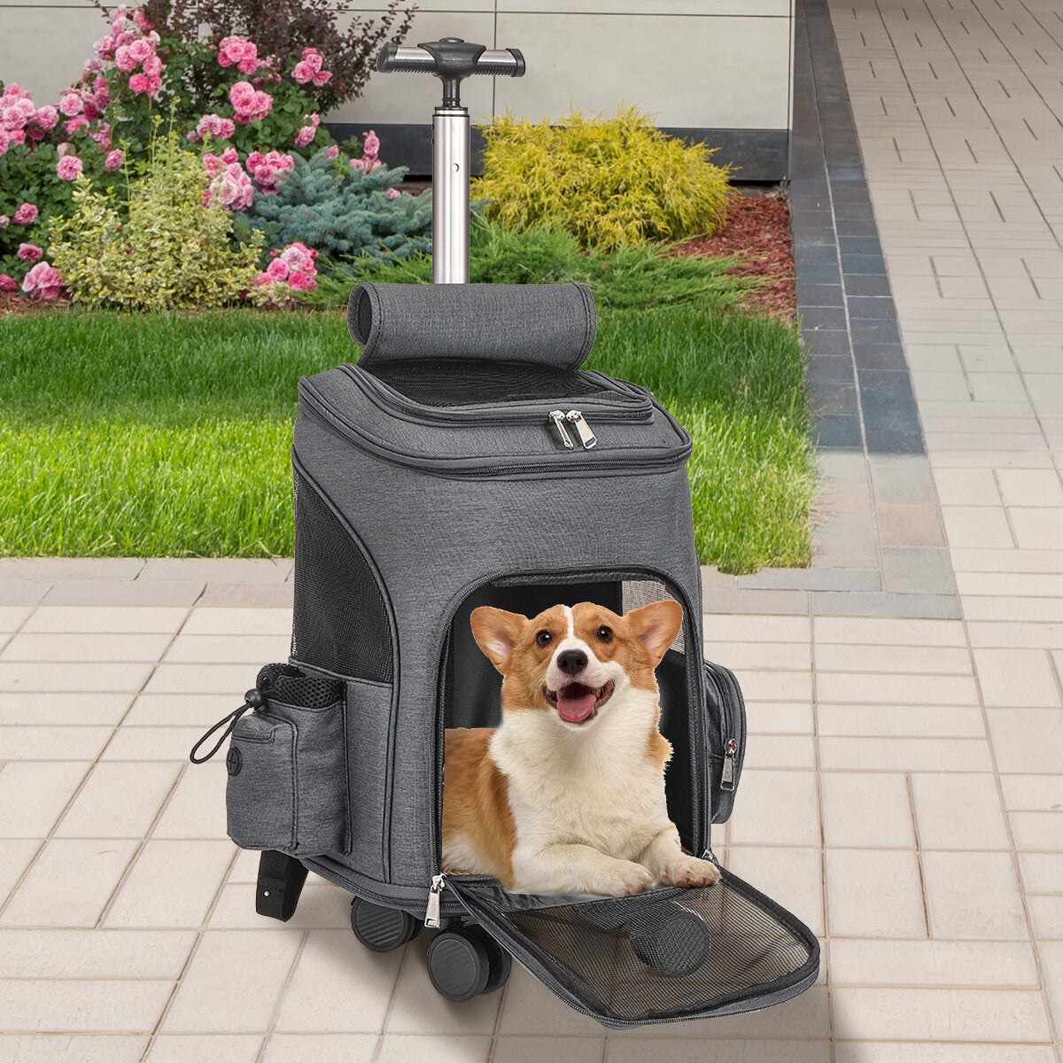 Pet Stroller Dog Rolling Wheeled Dog Cat Puppy Carrier Backpack Travel