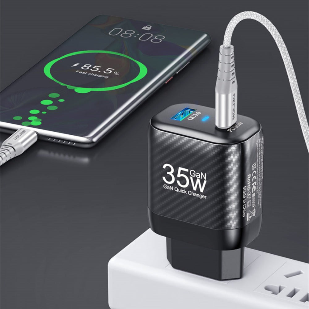 [GaN Tech] BK310 35W 2-Port USB PD Charger Fast Charging EU Plug for iPhone, Hui, Xiaomi, Samsung