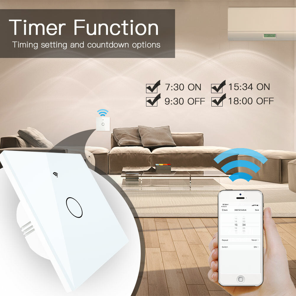 Smart Switch EU Standard Naught Wire Version Wifi RF433 100V-240V Tuya APP Control Smart Wall Switch US Plug Smart Switch For Smart Home