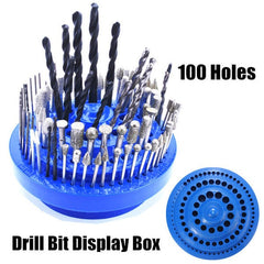 100 Holes Drill Bit Storage Case Multi-functional Plastic Round Shape Drill Bit Display Box Blue