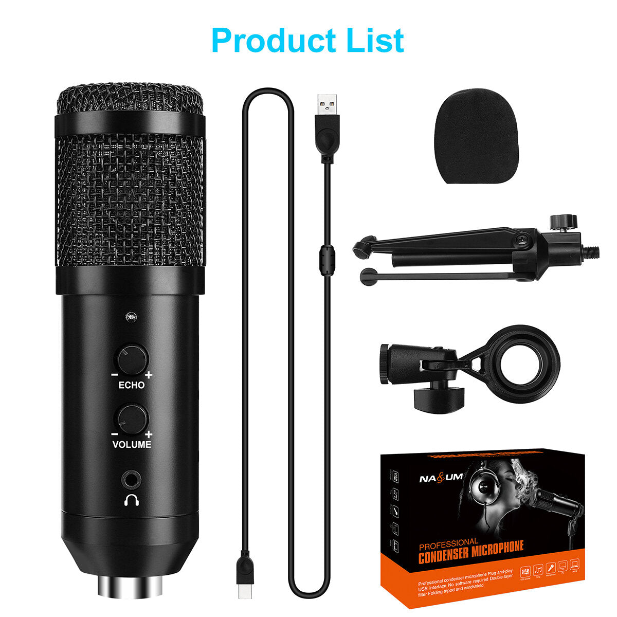 USB Microphone Professional Condenser Microphones For PC Computer Laptop Recording Studio Singing Gaming